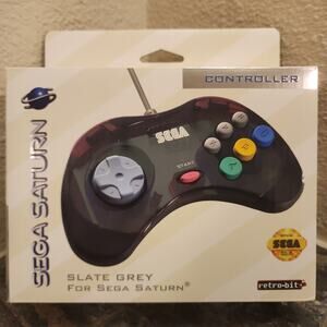 Saturn Controller, Slate Grey w/ 10-Ft Cable - SEGA - Retro-Bit